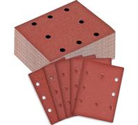 BIGP 100 Pièces Feuilles Abrasives Rectangulaires - Grain 40/60/80/120/240-8 Trous Papier a Poncer - Accessories Feuille Abrasif pour Ponceuses Orbitales (110x115mm)
