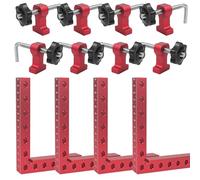 BIGP 4 Pcs Équerre de Positionnement à 90 degrés, Pince de Fixation à Angle Droit en Alliage D'aluminium, Outil de charpentier pour le travail du bois Cadre photo Armoires Tiroirs (14 cm/5.5")