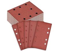 BIGP Feuilles Abrasives 93x230 mm - Grain 40/60/80/120/240-100 Feuilles pour Ponceuse Orbitale et Vibrante (8 Trous) - Idéal pour Bois, Peinture, Métal et Enlèvement de Rouille