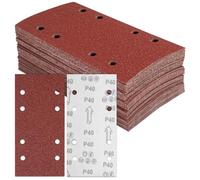 BIGP Feuilles Abrasives Grain 40 | 93x230 mm 8 Trous | Lot de 50 | pour Ponceuse Vibrante et Orbitale | Ponçage Bois, Métal, Peinture et Enlèvement de Rouille