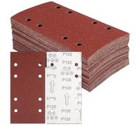 BIGP Feuilles de Ponçage Grain 120 | 93x230 mm 8 Trous | 50 Pièces | Ponceuse Vibrante et Orbitale | Finition Lisse sur Bois, Métal, Peinture | Enlève Rouille