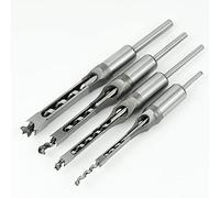 BIGP Lot de 4 Forets à Trou Carré, Bédanes Creux en Acier Outils de Menuiserie Set pour Scie Cloche Carrée Forets à Bois Trou Carré Foret Trou de Perçage Mortaiser Burin, 1/4", 5/16", 3/8", 1/2"