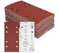 BIGP Papier à Poncer Grain 60 | 93x230 mm 8 Trous | 50 Feuilles Abrasives | Compatible Ponceuse Vibrante/Orbitale | Pour Bois Brut, Métal et Préparation Peinture