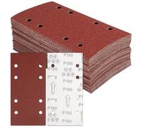 BIGP Papier Abrasif Grain 180 | 93x230 mm 8 Trous | 50 Feuilles Haute Qualité | pour Ponceuse Vibrante/Orbitale | Polissage Fin Bois, Métal, Vernis et Métaux