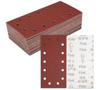 BIGP Papier Abrasif pour Ponceuses Vibrantes, 115x230 mm, 14 Trous, Auto-agrippantes, Grain 240, Lot de 50 Feuilles
