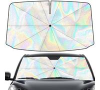 BIGP Pare Soleil Voiture Pare Brise Avant 140 x 80 cm - Bloque Les Rayons UV, Parapluie Soleil Pliable, Convient aux Voitures, SUV, Fourgonnettes - Facile à Installer Et Compact (Étoile)