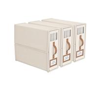 BigPonPon Lot de 3 organiseurs de draps de lit pliables et de rangement (très grand lit et grand lit), organiseurs de placard en lin avec fenêtre, boîte de rangement pliable pour draps de lit et