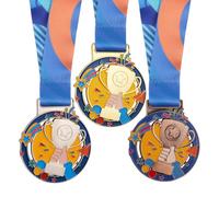 Bigqin 3 Pcs Médailles d'or, d'argent et de Bronze, Médaille Enfant avec Rubans, Médailles Olympiques pour École Primaire, École Maternelle, Compétitions, Sports, Spectacles de Talents - 6,2 cm