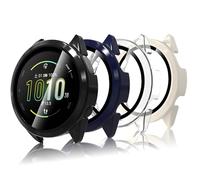 Bigqin 4 Pièces Coque Compatible avec Garmin Forerunner 165/165 Music, Coque Rigide en PC avec Protecteur d'écran, Coque HD avec Verre Trempé - Transparent,Noir,Blanc,Blue
