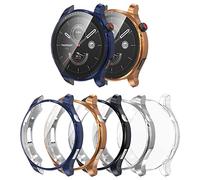 Bigqin 5 Pcs Coque Compatible avec Amazfit GTR 4, Housse en TPU Souple avec Protecteur d'écran,Protection Complète,Anti-rayures, Noir, Or Rose, Argent, Clear,Bleu