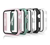 Bigqin 5 Pièces Coque Compatible avec Apple Watch Series 6/5/4 SE/SE2/SE3 40mm, Film Protection d'écran Trempé Coque, Protection Complète Anti-rayures,Transparent, Noir, Argent, Rose, Officiel