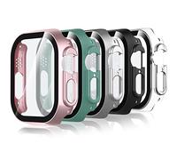 Bigqin 5 Pièces Coque Compatible avec Apple Watch Ultra 3/Ultra 2/Ultra 49mm, Film Protection d'écran Trempé Coque, Protection Complète Anti-rayures,Transparent, Noir, Argent, Rose, Officiel