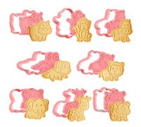Bigqin 8 Pcs Emporte Pièce Animaux, Moule à Biscuits Lion, Éléphant, Tigre, Crocodile, Rhinocéros, Vache, Girafe, Singe, Moule Biscuit Forme 3D pour Fondant Pâtisserie DIY Décoration