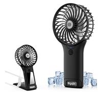 Bigqin Mini Ventilateur de Poche,2000mAh Ventilateur de Portatif, USB Rechargeable 4 Vitesses avec Miroir,Léger Ventilateur Puissant pour Bureau Extérieur Rafraîchissez-vous,Noir