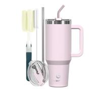 BIGRD Gourde Isotherme 1.2L (1180ml) Acier Inoxydable 304 avec Paille - Double Isolation Vide, 100% Étanche, Sans BPA - Pour Sport, Randonnée, Bureau, Voyage, Voiture,Rose