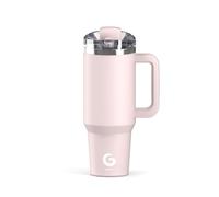 BIGRD Gourde Mug Isotherme avec Paille et Bouchon Anti-gouttes 1.2L,Tasse Isotherme pour Café étanche en acier inox,Gobelet Sans BPA,Rose