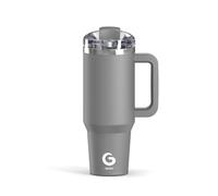 BIGRD Gourde Mug Isotherme avec Paille et Bouchon Anti-gouttes 1.2L,Tasse Isotherme pour Café étanche en acier inox,Gobelet Sans BPA,Gris