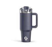 BIGRD Gourde Mug Isotherme avec Paille et Bouchon Anti-gouttes 1.2L,Tasse Isotherme pour Café étanche en acier inox,Gobelet Sans BPA,Bleu profond