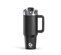 BIGRD Gourde Mug Isotherme avec Paille et Bouchon Anti-gouttes 1.2L,Tasse Isotherme pour Café étanche en acier inox,Gobelet Sans BPA,Noir