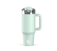 BIGRD Gourde Mug Isotherme avec Paille et Bouchon Anti-gouttes 1.2L,Tasse Isotherme pour Café étanche en acier inox,Gobelet Sans BPA,Menthe verte
