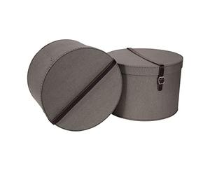 Bigso Box of Sweden 5482C6449LEA000 Lot de 2 Boîtes de Rangement Rond Panneau de Fibre Gris 37,5 x 37,5 x 23,5 cm