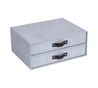 Bigso Box of Sweden Boîte à Tiroir pour Documents et Fournitures de Bureau - Organiseur de Bureau à Deux Tiroirs - Système de Rangement en Panneau de Fibres et Papier - Gris clair