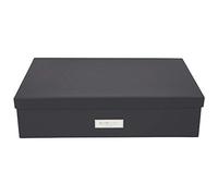 Bigso Box of Sweden boîte de rangement avec 12 compartiments - boîte avec couvercle et poignée pour articles de bureau, maquillage, etc. - organiseur bureau en panneau de fibres et papier - gris foncé