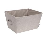 Bigso Box of Sweden - boîte de rangement en forme de trapèze (grand) - caisse de rangement pliable avec poignées pour couvertures vêtements, jouets, etc. - boîte en tissu polyester et carton - beige