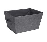 Bigso Box of Sweden - boîte de rangement en forme de trapèze (grand) - caisse de rangement pliable avec poignées pour couvertures vêtements, jouets, etc. - boîte en tissu polyester et carton - gris