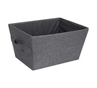 Bigso Box of Sweden - boîte de rangement en forme de trapèze (moyen) - caisse de rangement pliable avec poignées pour couvertures vêtements, jouets, etc. - boîte en tissu polyester et carton - gris
