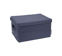 Bigso Box of Sweden Grande Caisse de Rangement avec Couvercle et poignée - boîte Rangement en Polyester et Carton Aspect Lin - boîte Pliable pour vêtements, couvertures, Jouets, etc. - Bleu (Bleu)