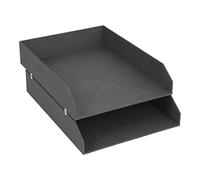 BIGSO Box of Sweden Hakan Lot de 2 Corbeilles à Courrier pour Le Bureau - Compartiments de Rangement Empilables pour Lettres, Documents, etc. - Noir