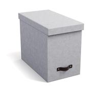 Bigso Box of Sweden JOHAN Boîte de classement suspendue avec couvercle - Boîte d'archivage élégante avec 8 dossiers suspendus - Boîte de dossiers suspendus en panneau de fibres et papier aspect lin