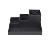 Bigso Box of Sweden LENA Organiseur de Bureau pour Stylos, Trombones, Notes Autocollantes, Boîte de Rangement Avec 4 Compartiments, Système de Rangement en Panneau de Fibres et Papier - Noir