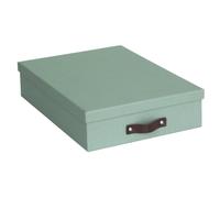 Bigso Box of Sweden Organisateur de Bureau pour Documents A4, Brochures, etc. - Rangement Bureau Avec Couvercle et Poignée - Boite de Rangement en Panneau de Fibres et Papier - Vert Menthe