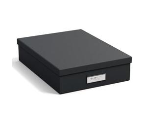Bigso Box of Sweden Organisateur de Bureau pour Documents A4, Brochures, etc. - Rangement Bureau Avec Couvercle et Poignée - Boite de Rangement en Panneau de Fibres et Papier - Noir