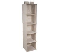 Bigso Box of Sweden Organiseur d’armoire à grands compartiments pour tringle à linge - Organisateur à suspendre pour placard avec fermeture velcro - étagère en polyester et carton - beige