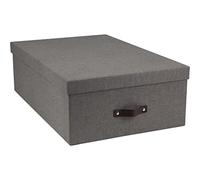 Bigso Box of Sweden set de 3 boites de rangement pour la chambre, le bureau ou la salle de bain - boite avec couvercle - caisses de rangement effet lin - gris