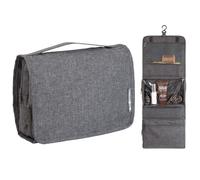 Bigso Box of Sweden - trousse de toilette à suspendre - nécessaire de toilette avec crochets et plusieurs compartiments - vanity de voyage compact en polyester - gris