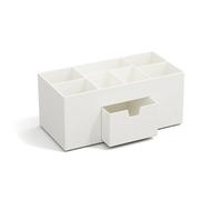 Bigso Box of Sweden VENDELA Organiseur de bureau avec 7 compartiments et tiroir - Boîte de rangement en panneau de fibres et papier - Kit de bureau pour fournitures de bureau - Blanc