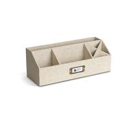 BIGSO ELISA Organiseur de bureau, avec 4 compartiments, pour notes, trombones, stylos et petites pièces, boîte de rangement en panneau de fibres et papier, lin