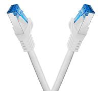 BIGtec Câble Ethernet 0,25m - 2 pièces - RJ45 Super Speed CAT 7 LAN Réseau Internet Compatible CAT7 Blanc Compatible Playstation xBox PS5 PS4 Routeur Switch Modem Décodeur TV Box Console de Jeux PC
