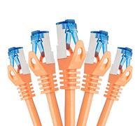 BIGtec Câble Ethernet 0,25m - 5 pièces - RJ45 Super Speed CAT 7 LAN Réseau Internet Compatible CAT7 Orange Compatible Playstation xBox PS5 PS4 Routeur Switch Modem Décodeur TV Box Console de Jeux PC