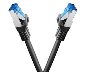 BIGtec Câble Ethernet 0,5m - 2 pièces - RJ45 Super Speed CAT 7 LAN Réseau Internet Compatible CAT7 Noir Compatible Playstation xBox PS5 PS4 Routeur Switch Modem Décodeur TV Box Console de Jeux PC