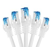 BIGtec Câble Ethernet 1m - 5 pièces - RJ45 Super Speed CAT 7 LAN Réseau Internet Compatible CAT7 Blanc Compatible Playstation xBox PS5 PS4 Routeur Switch Modem Décodeur TV Box Console de Jeux PC