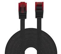 BIGtec Câble Ethernet LAN 7,5 m - Câble réseau plat flexible - Noir - Câble plat - Gigabit DSL ISDN - Câble de pose RJ45