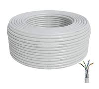 BIGtec Câble réseau LAN en cuivre, 1200 MHz, sans halogène, câble d'installation, de données, Cat.7 Gigabit BauPVO Eca, gris