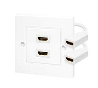 BIGtec Prise murale HDMI 2 voies - Prise murale encastrée - Boîtier de connexion 2 x A femelle - 2 x A femelle - 15 cm - HDMI haut débit avec Ethernet 3D Full HD HDTV 4K 2160p