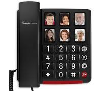 BigTel 40 Plus,Wired Phone with Large Touch,Six Buttons Direct Dialing Photo,Audio Boost 40dB,Extra Loud Ringtones,Compatible with Hearing Aids
