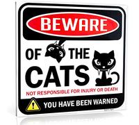 Bigtime Signs Panneau d'avertissement « Beware of Cats » - Carré de 30,5 cm - Cadeau amusant pour fenêtre, bureau, chambre à coucher - Plastique ondulé - Intérieur ou extérieur - Plusieurs panneaux